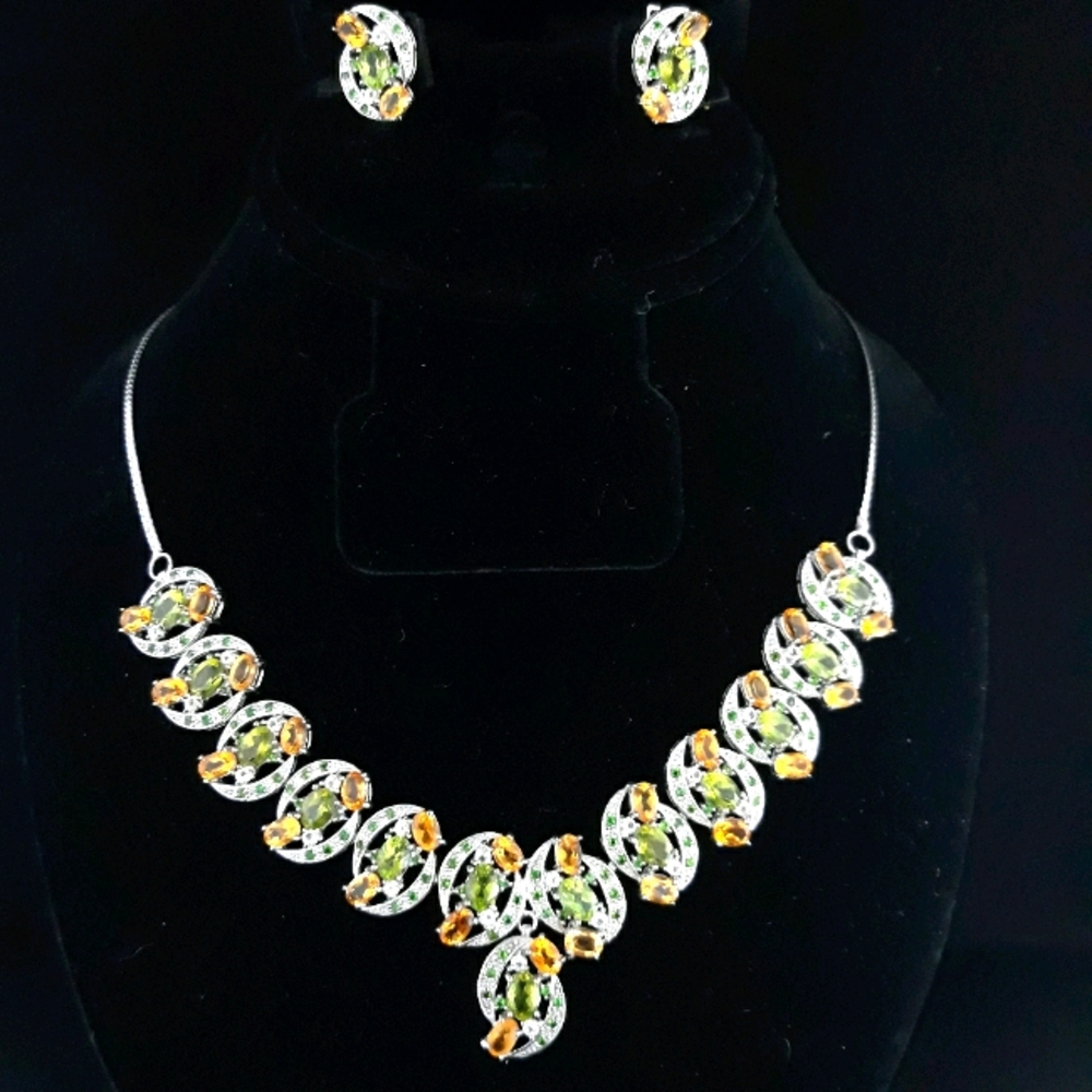 Peridot, Diopside and Citrine Set